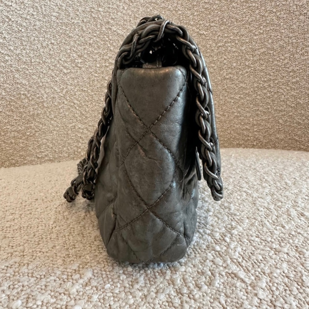 Authentic Chanel Grey CC Chain Me Timeless Flap Lambskin Leather Shoulder Bag - Picture 2 of 13